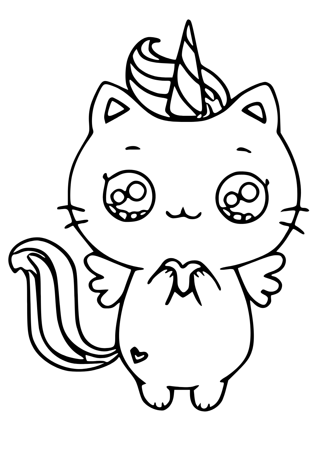 Free printable unicorn cat heart coloring page for adults and kids