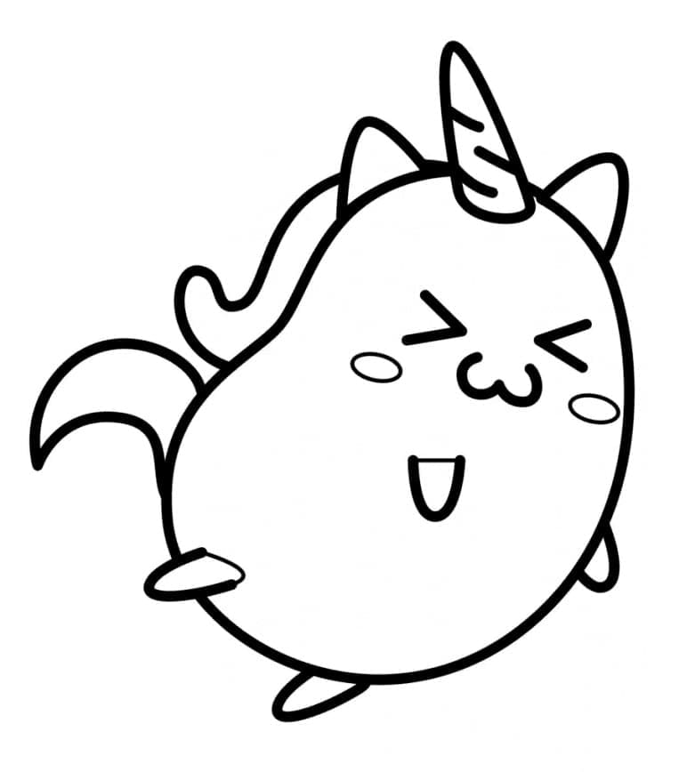 Little cute unicorn cat coloring page