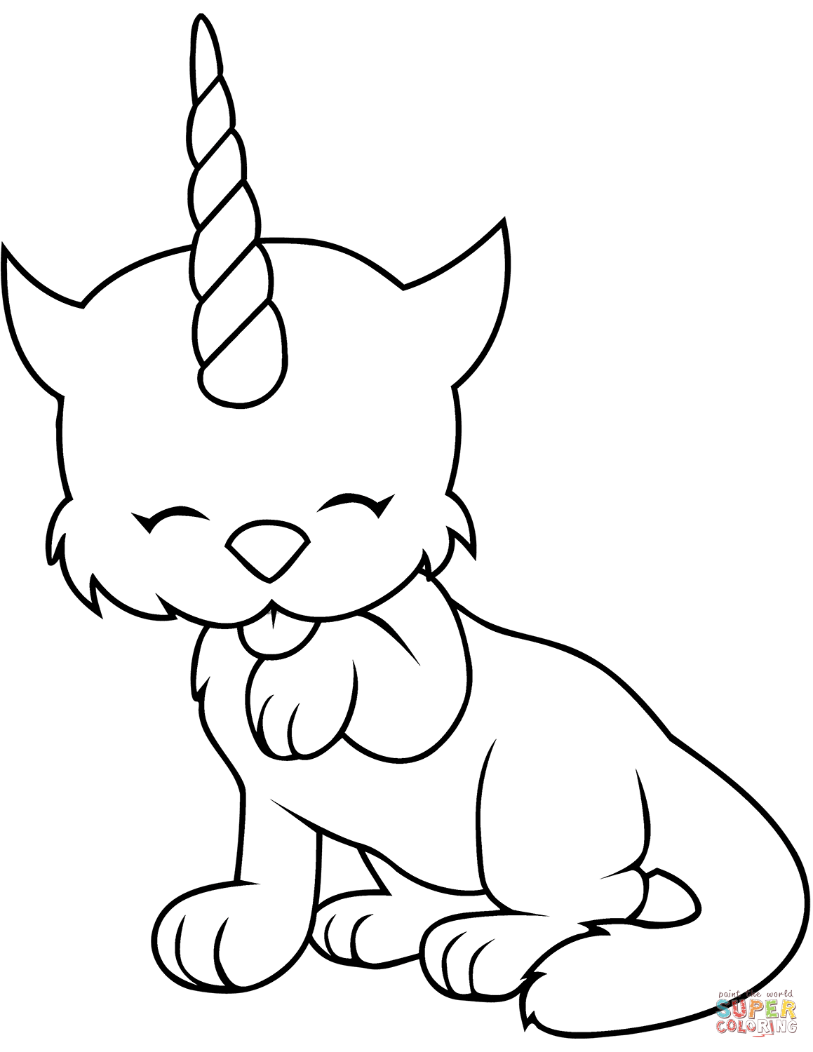Cat unicorn coloring page free printable coloring pages