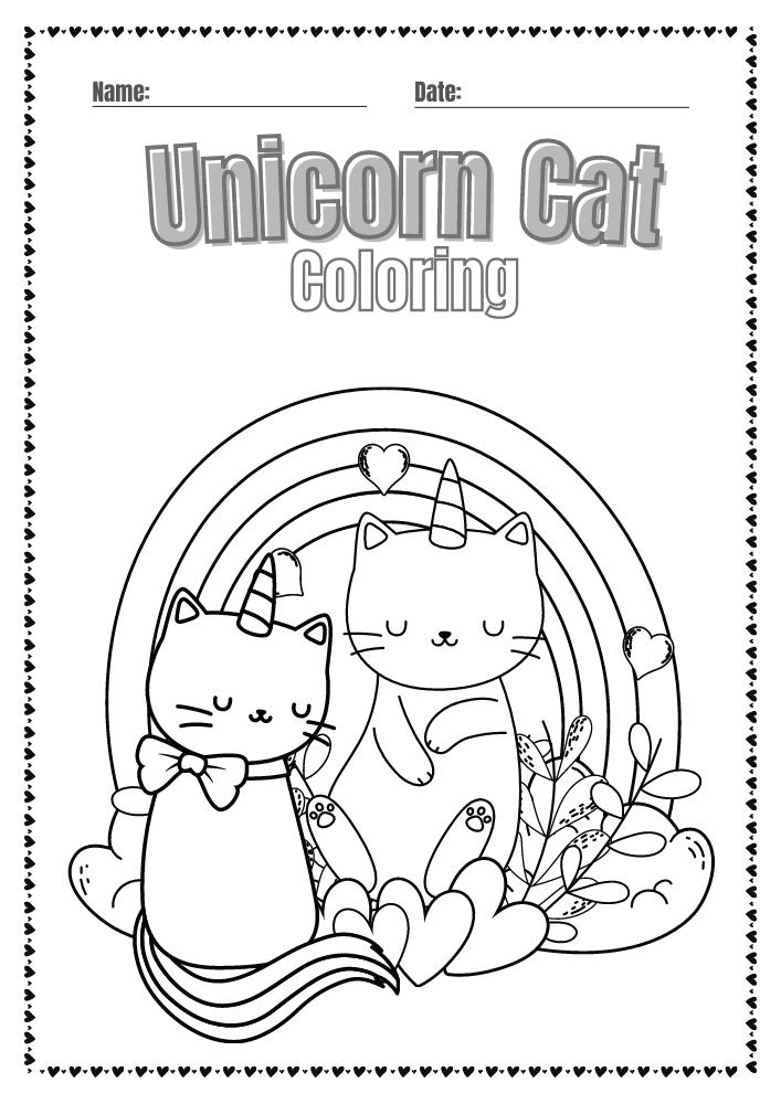 Unicorn cats coloring book for kids made by teachers