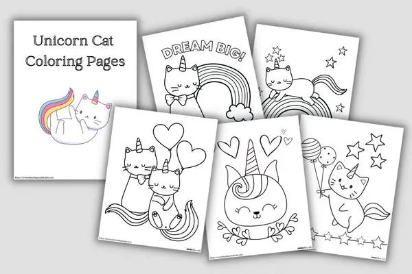 Unicorn cat coloring pages free printable pdf download