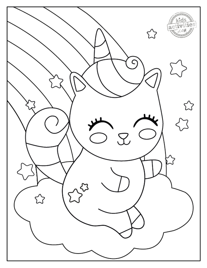 Charming magic cute printable unicorn cat coloring pages kids activities blog