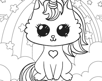 Cool and fun caticorn coloring pages to print and color