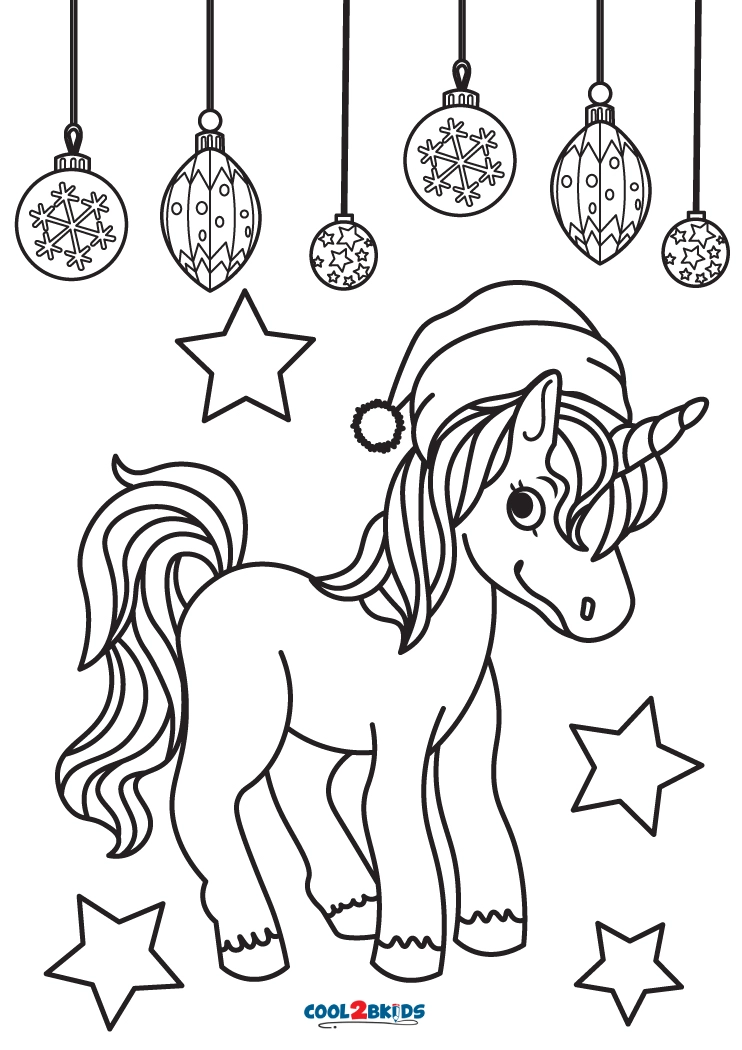 Free printable christmas unicorn coloring pages for kids