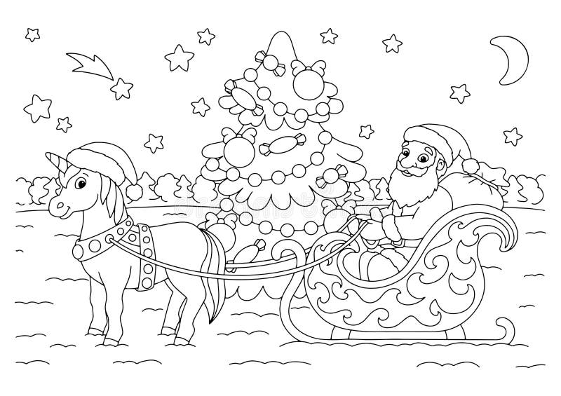 Unicorn christmas coloring page stock illustrations â unicorn christmas coloring page stock illustrations vectors clipart