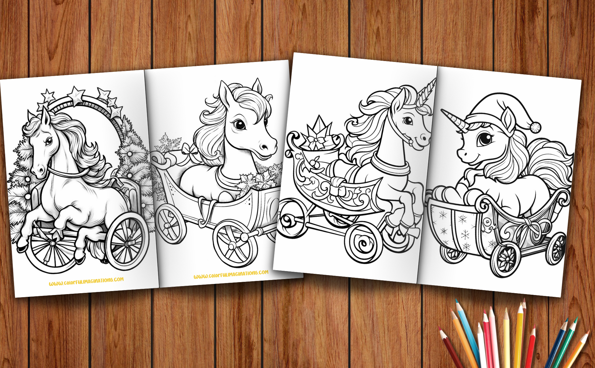 Free christmas unicorn coloring pages for kids