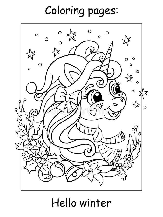 Unicorn christmas coloring books stock illustrations â unicorn christmas coloring books stock illustrations vectors clipart