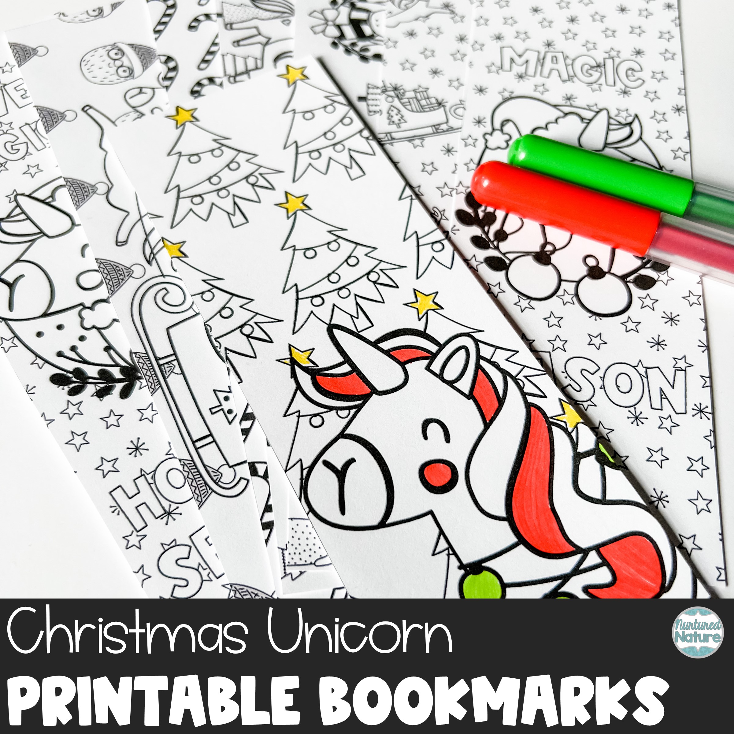 Christmas coloring sheet bookmarks