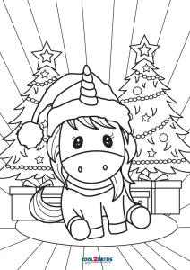 Free printable christmas unicorn coloring pages for kids