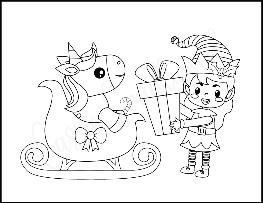 Cute christmas unicorn coloring pages free printables