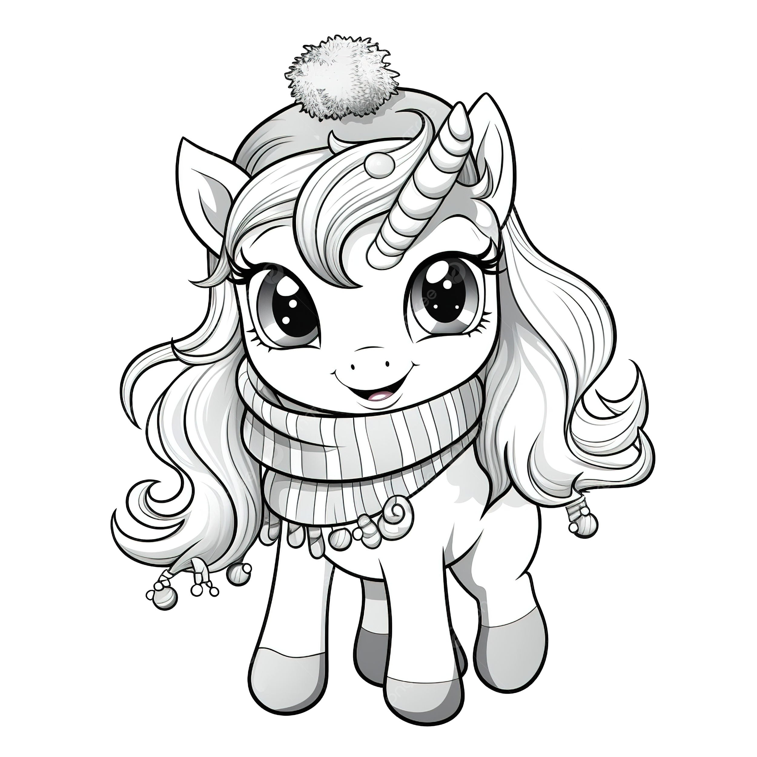 Coloring book with a cute unicorn christmas characters with using santa hat and scarf christmas animals cute santa funny christmas png transparent image and clipart for free download