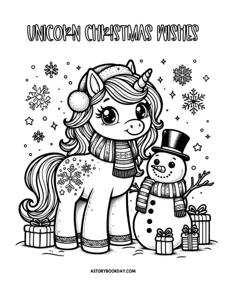 Free printable christmas unicorn coloring pages for kids