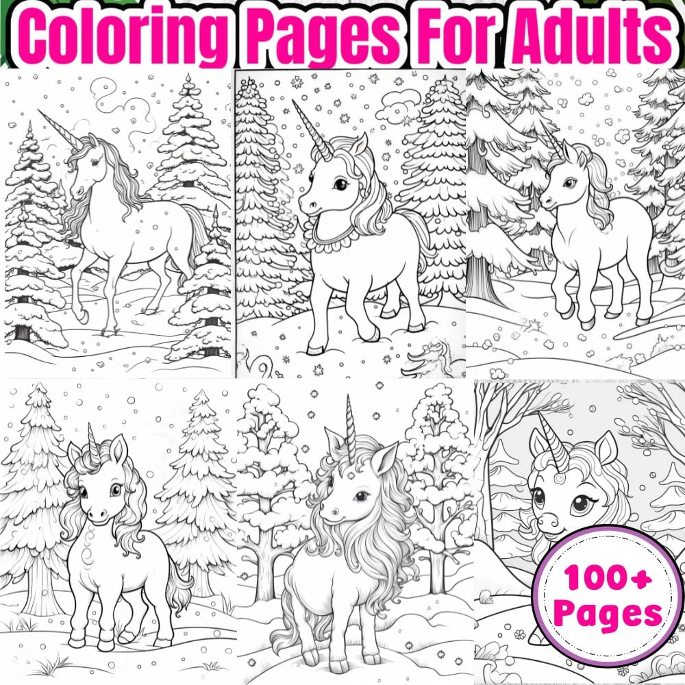 Unicorn christmas coloring pages