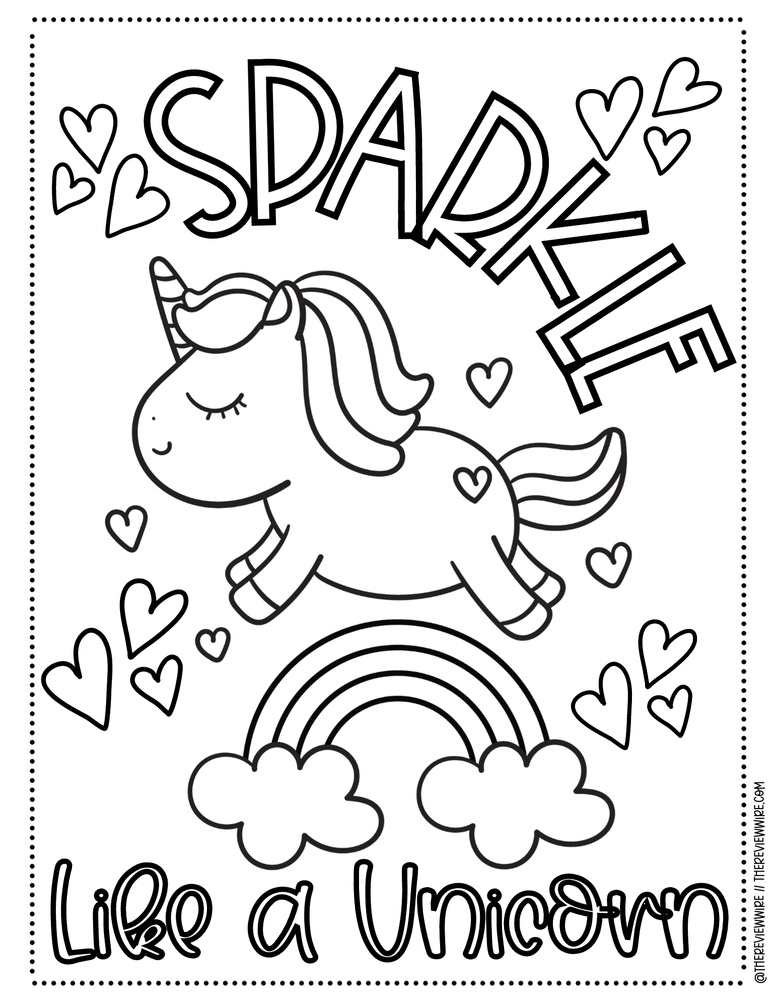 Sparkle like a unicorn coloring page