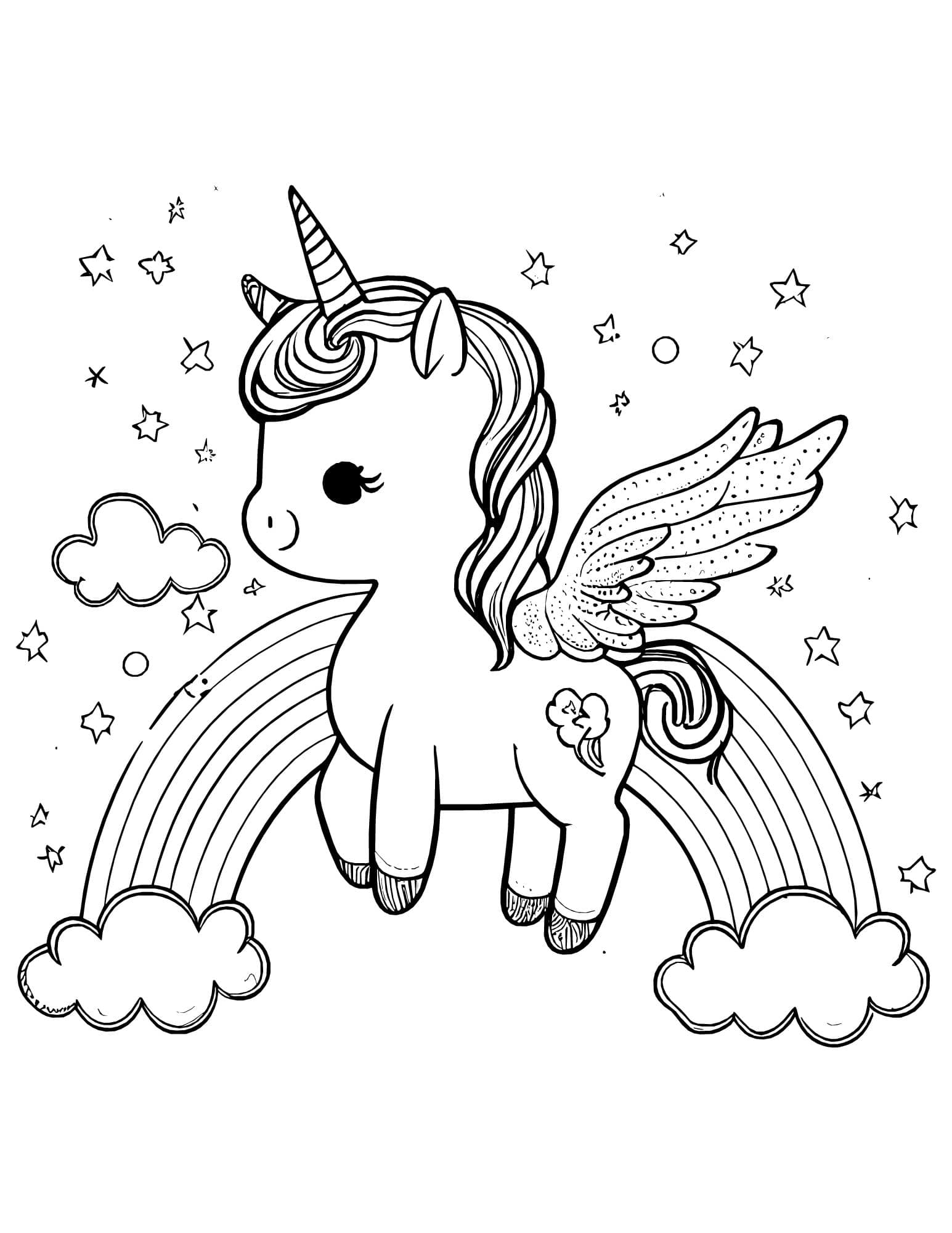 Magical unicorn coloring pages for kids and adults