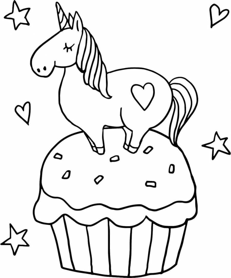 Unicorn cake coloring pages printable for free download