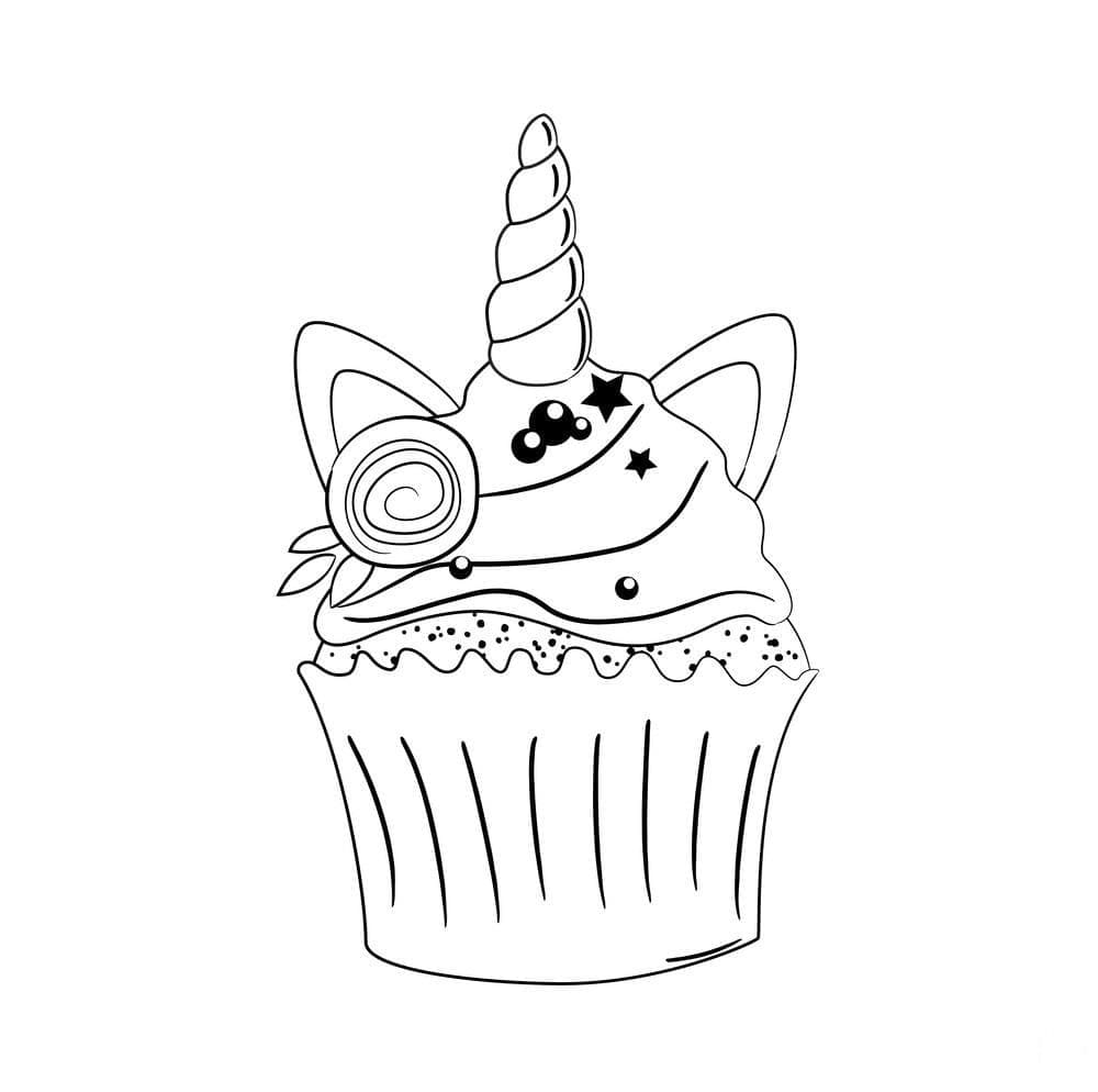 Unicorn cake for kids coloring page