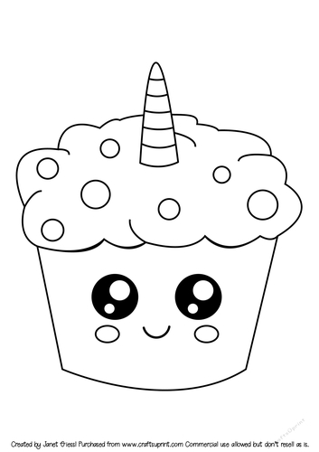 Cute unicorn cupcake digi stamp