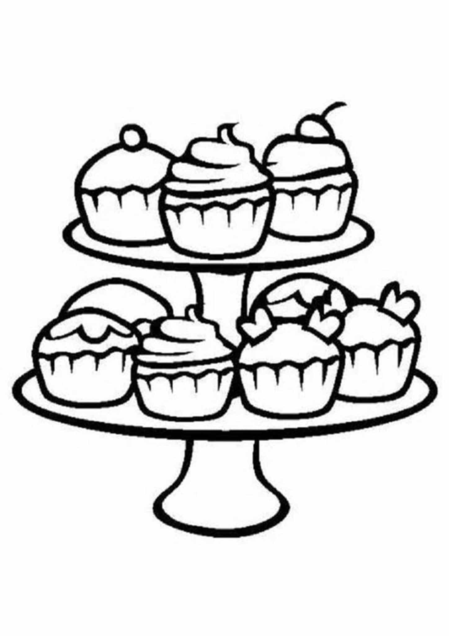 Free easy to print cupcake coloring pages