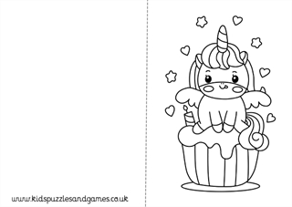 Unirn cupcake louring card