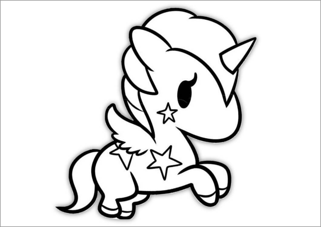 Cute unicorn coloring page