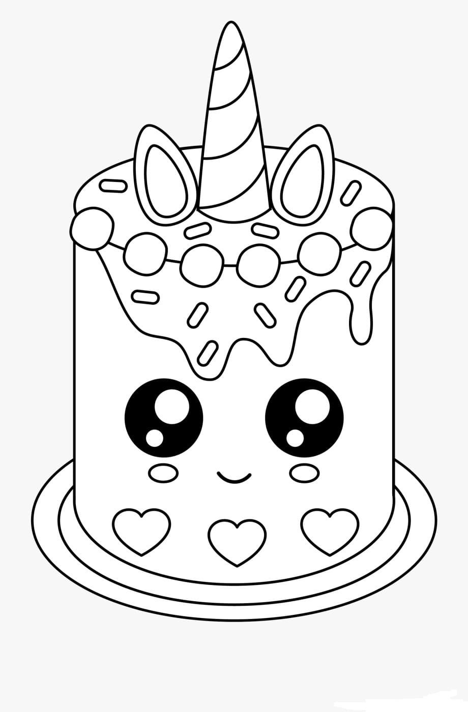 Unicorn cake coloring pages printable for free download