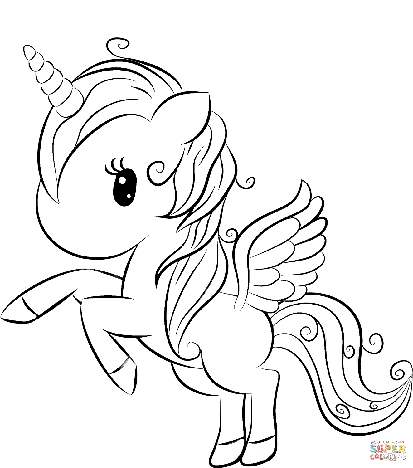 Cute unicorn coloring page free printable coloring pages