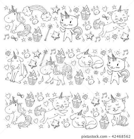 Unicorn cats dog horse pony vector image