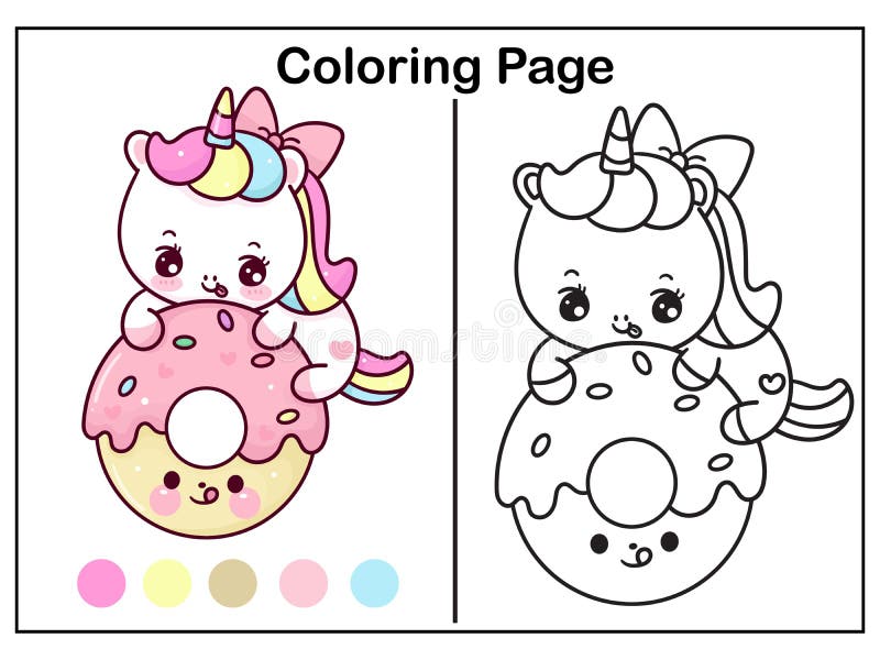 Donut coloring unicorn stock illustrations â donut coloring unicorn stock illustrations vectors clipart