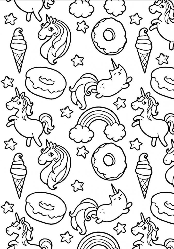 Donuts unicorns and rainbows coloring page pusheen coloring pages unicorn coloring pages donut coloring page