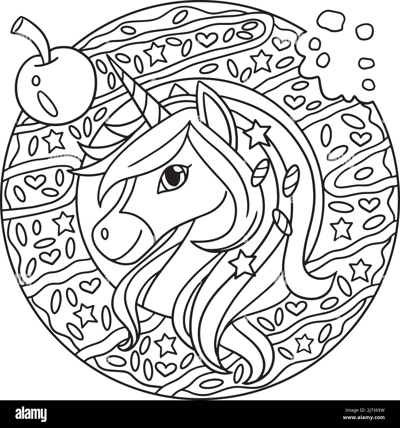 Unicorn donut black and white stock photos images