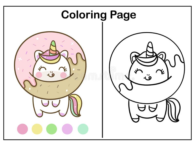 Donut coloring unicorn stock illustrations â donut coloring unicorn stock illustrations vectors clipart