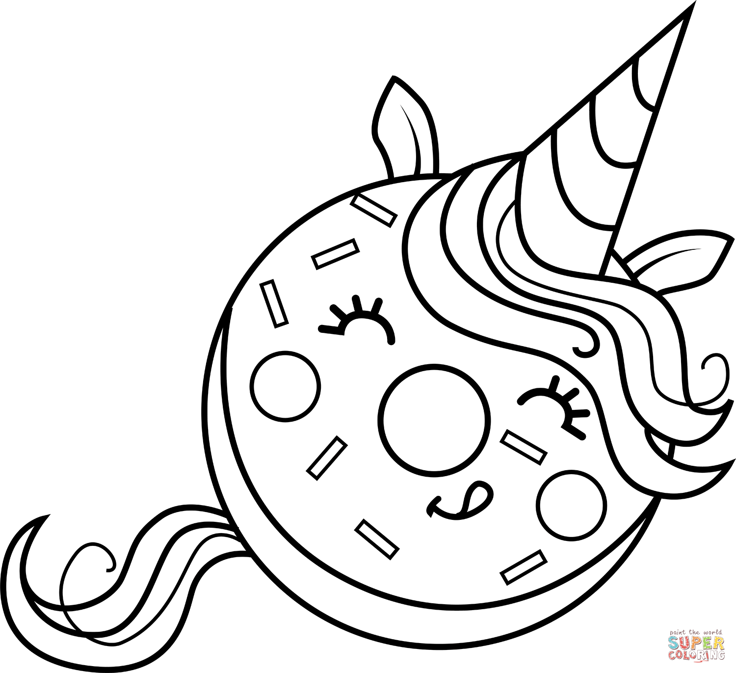 Unicorn donut coloring page free printable coloring pages