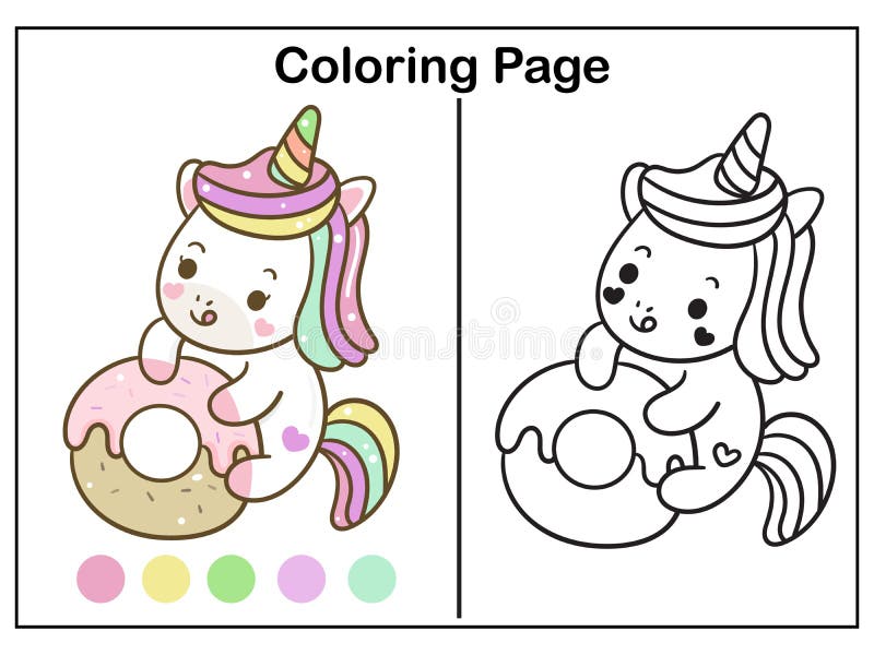 Donut coloring unicorn stock illustrations â donut coloring unicorn stock illustrations vectors clipart