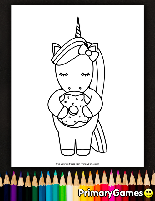 Colorful unicorn coloring page