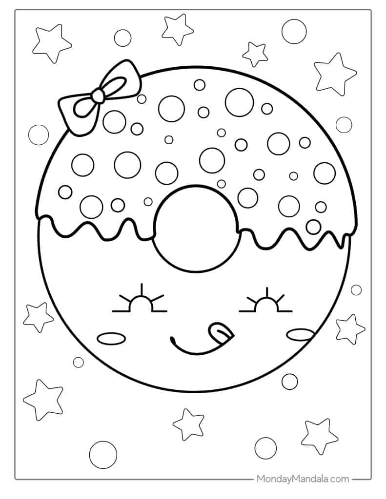 Donut coloring pages free pdf printables