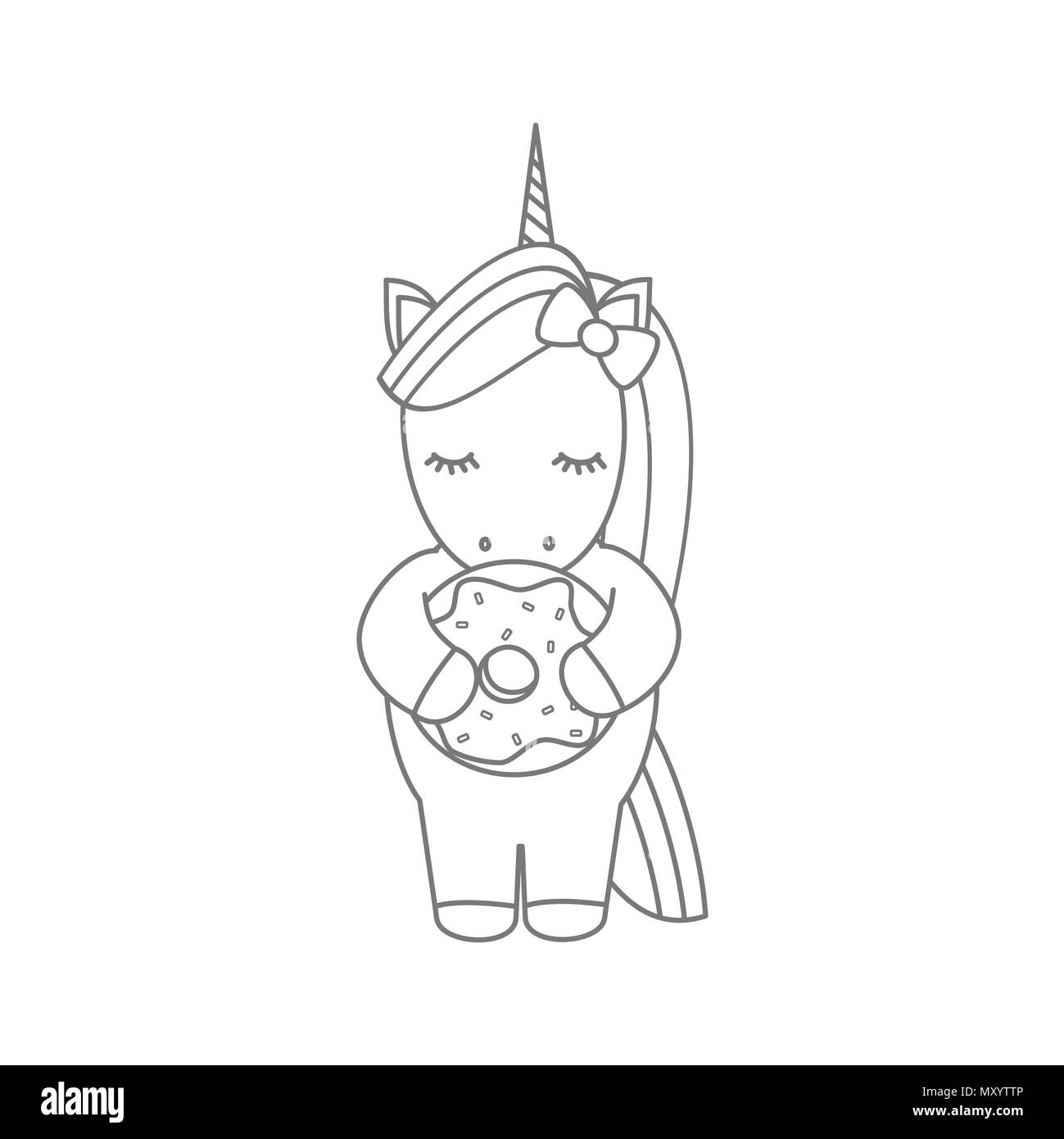 Unicorn donut black and white stock photos images