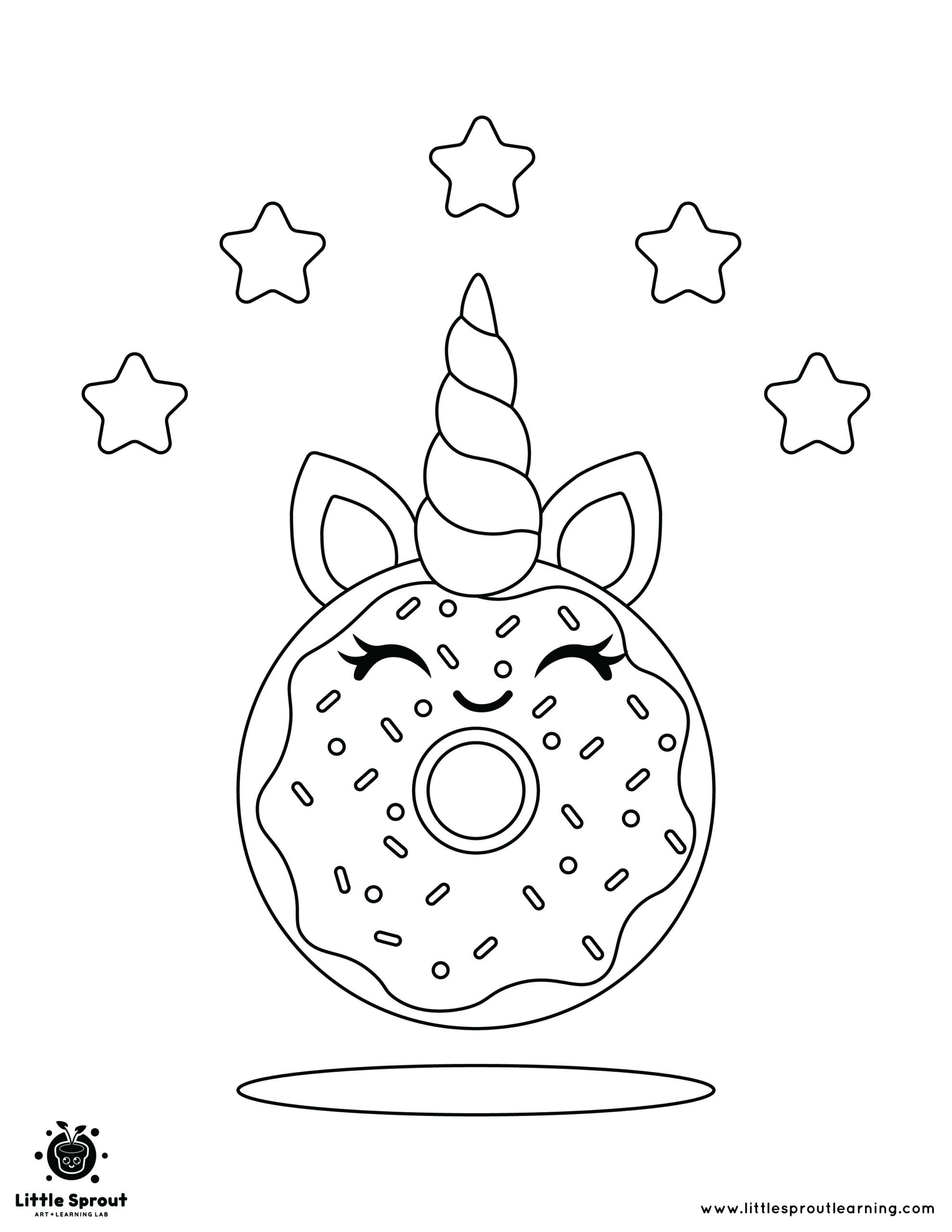 Unicorn donut coloring page