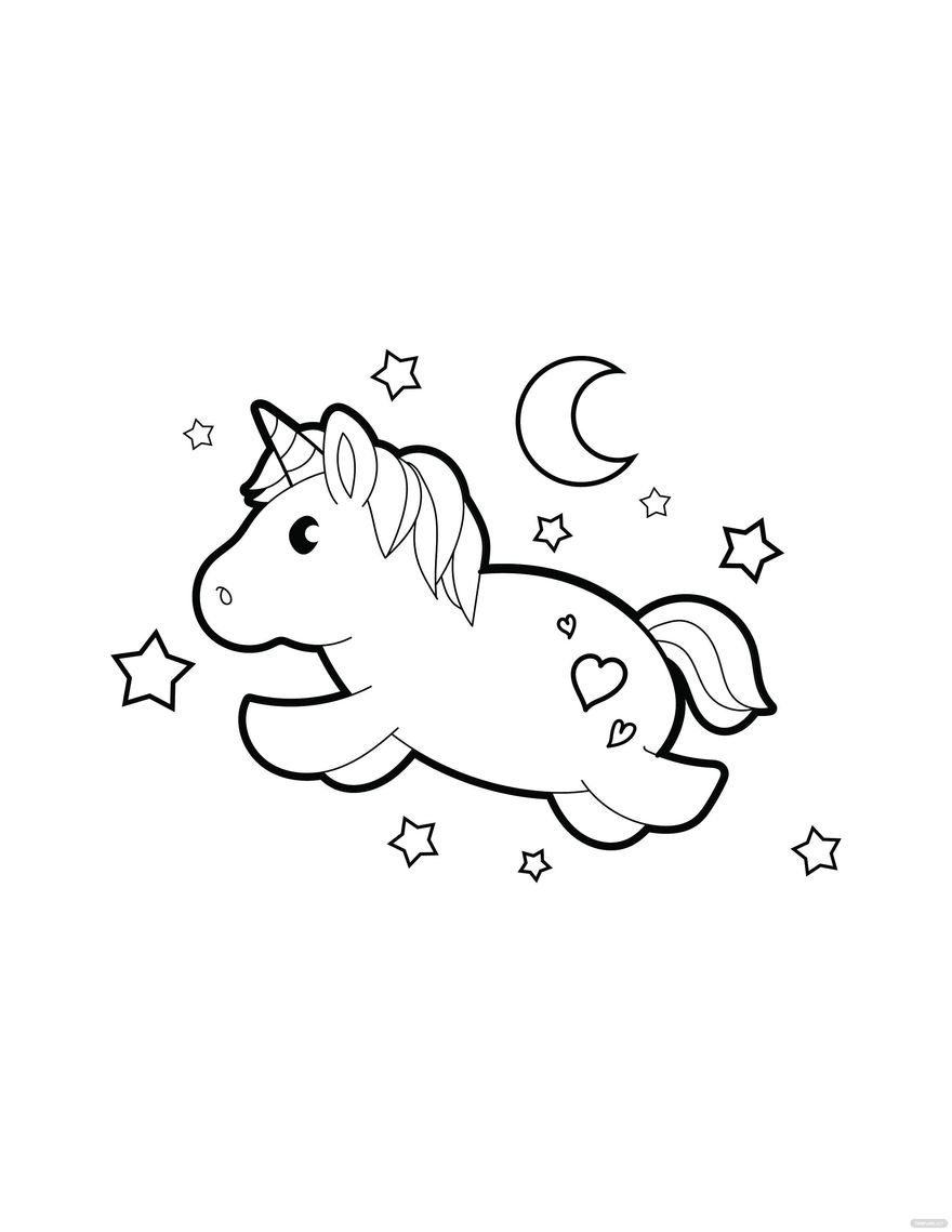 Unicorn coloring page in pdf