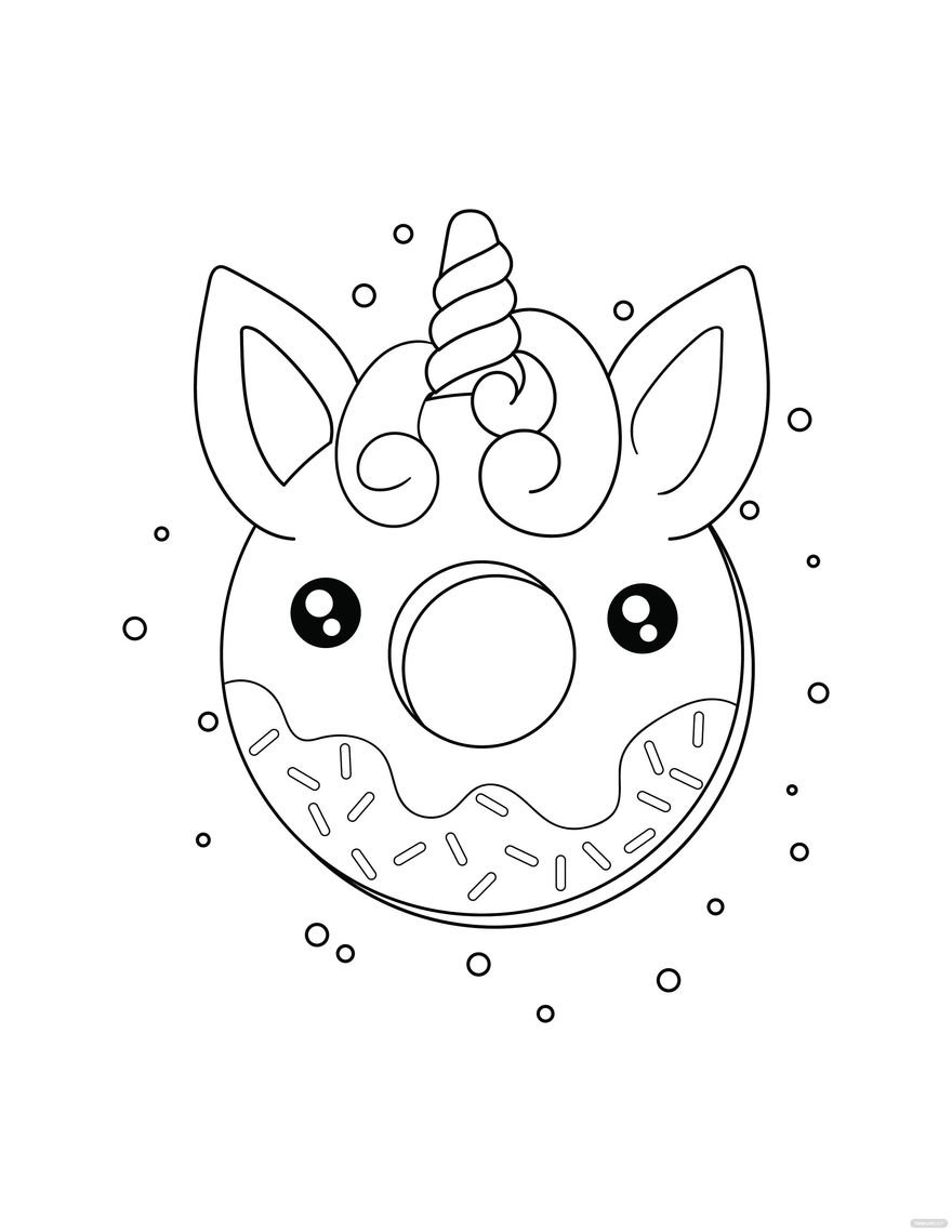 Free unicorn donut coloring page