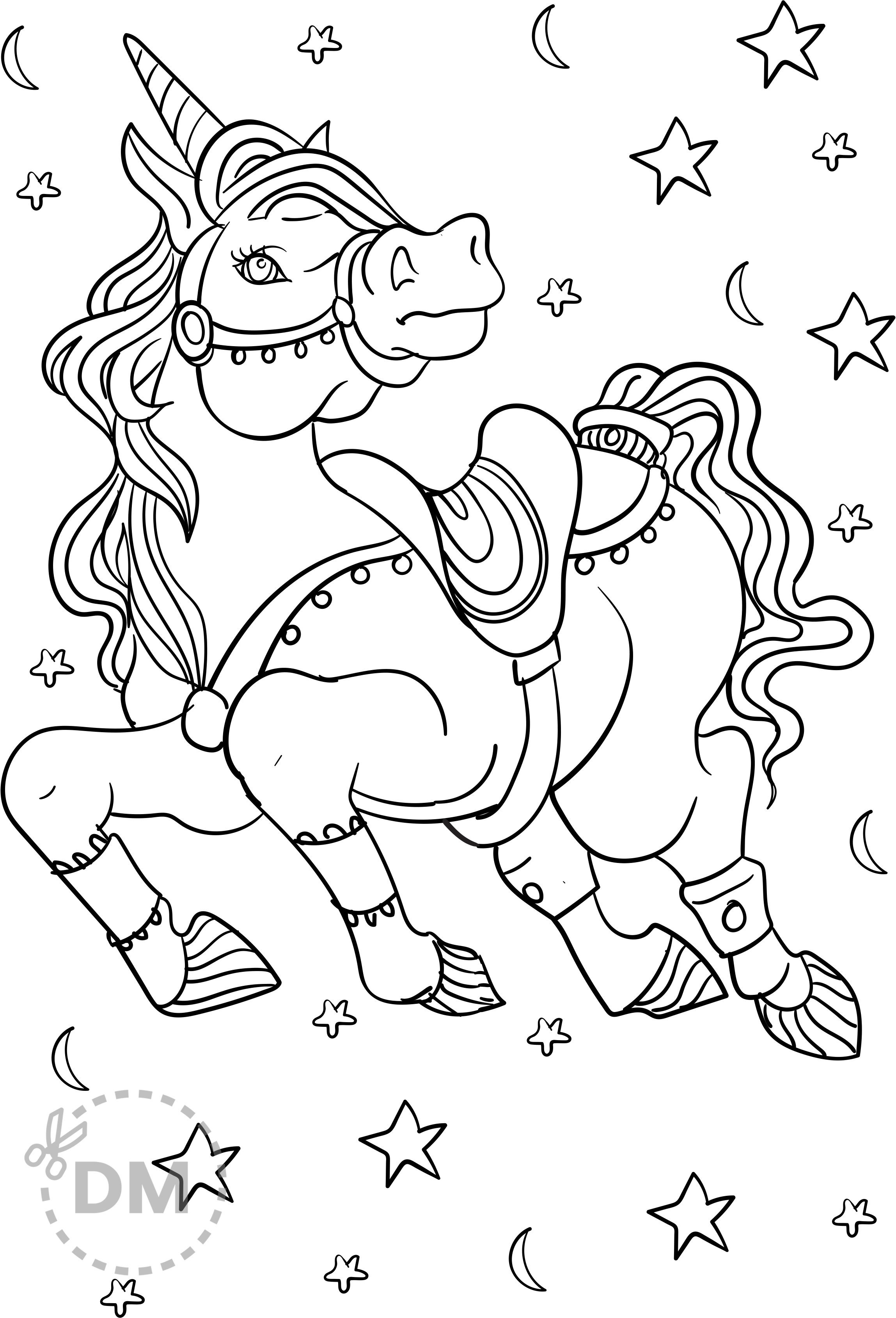 Unicorn easter coloring page for kids to color for free