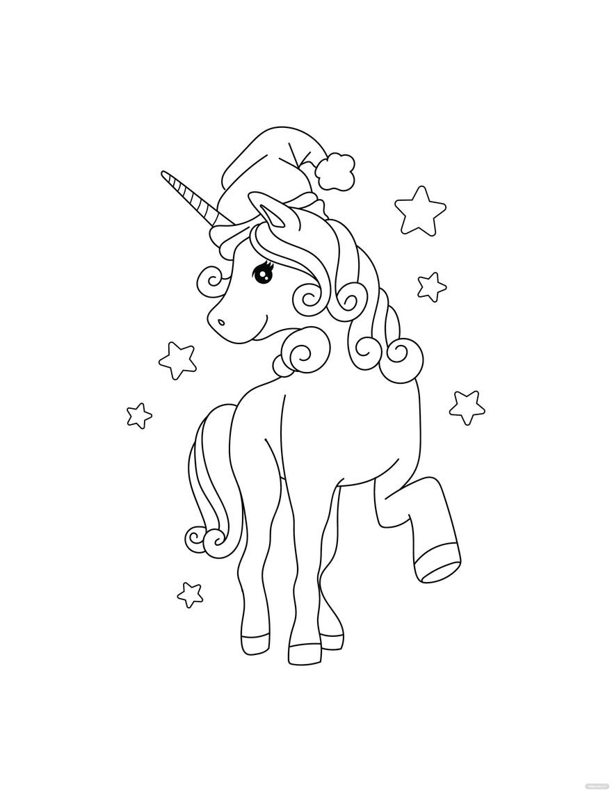 Free christmas unicorn coloring page