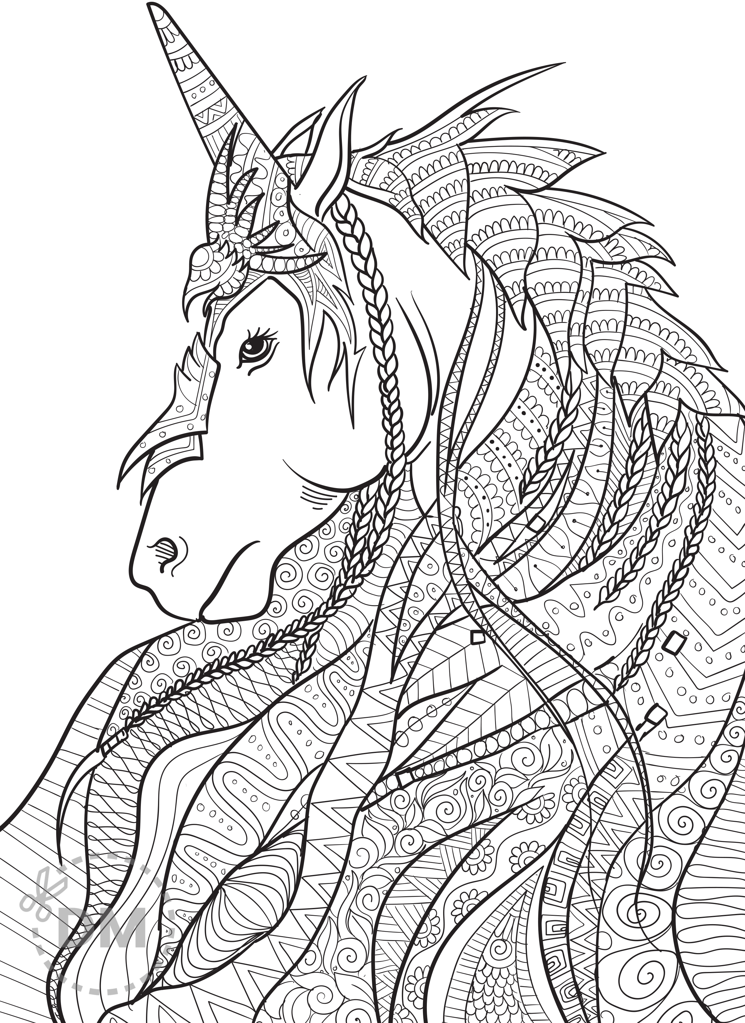 Unicorn easter coloring page for kids to color for free