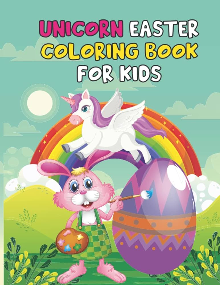 Unicorn easter coloring book for kids cute easter unicorn coloring book for kids preschool ages