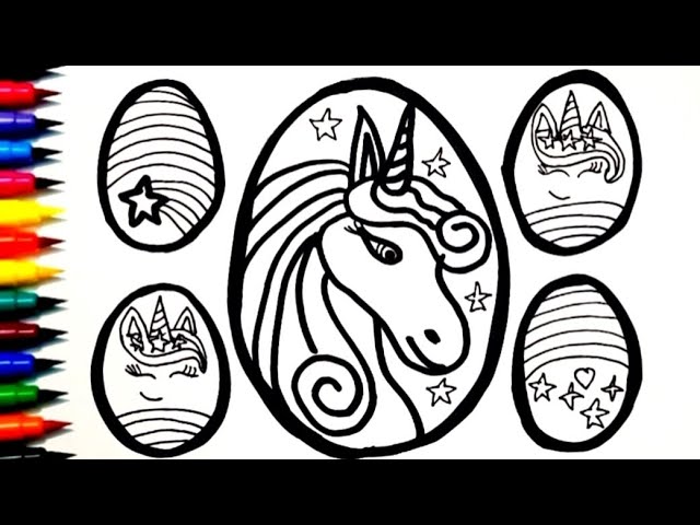 Unicorn easter eggs drawing painting and coloring for kids toddlers drawing colouring art