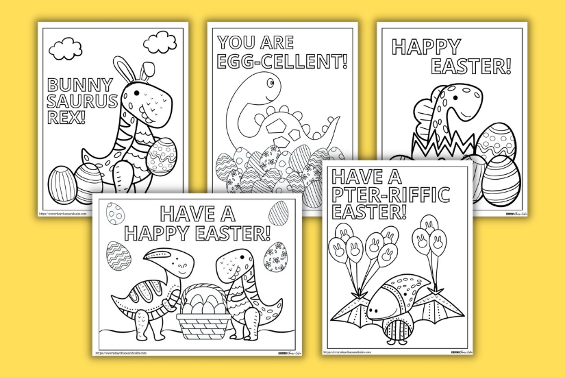 Free printable dinosaur easter coloring pages