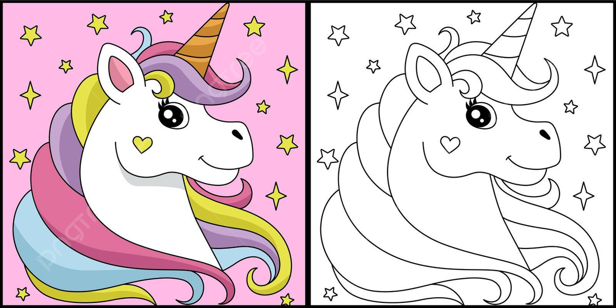 Unicorn head coloring page png transparent images free download vector files