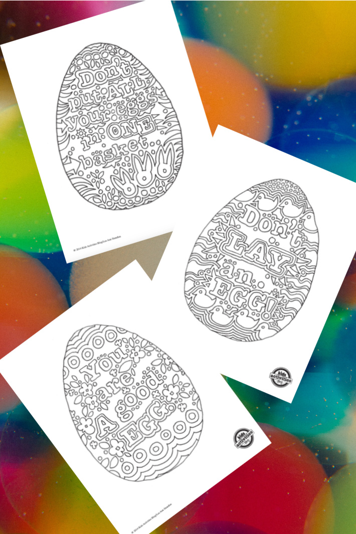 Easter egg doodle art designs to print color with egg sayings kids activities blog