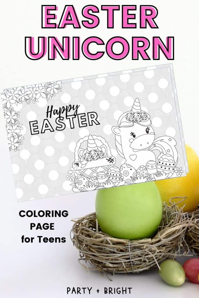 Easter unicorn coloring page for kids teens