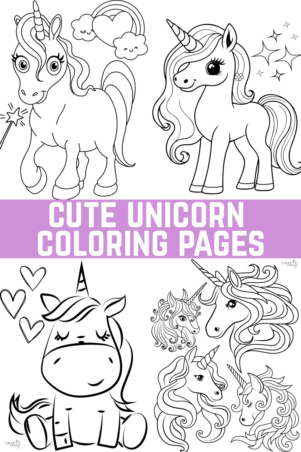 Coloring pages of a unicorn